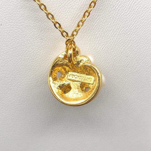 Vintage Necklace 16" Faux Pearl Cluster Pendant Richelieu Gold Tone Chain - Picture 6 of 9